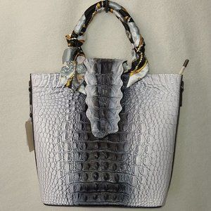 Leather Crocodile Type Shoulder Bag with Scalloped edges NWT